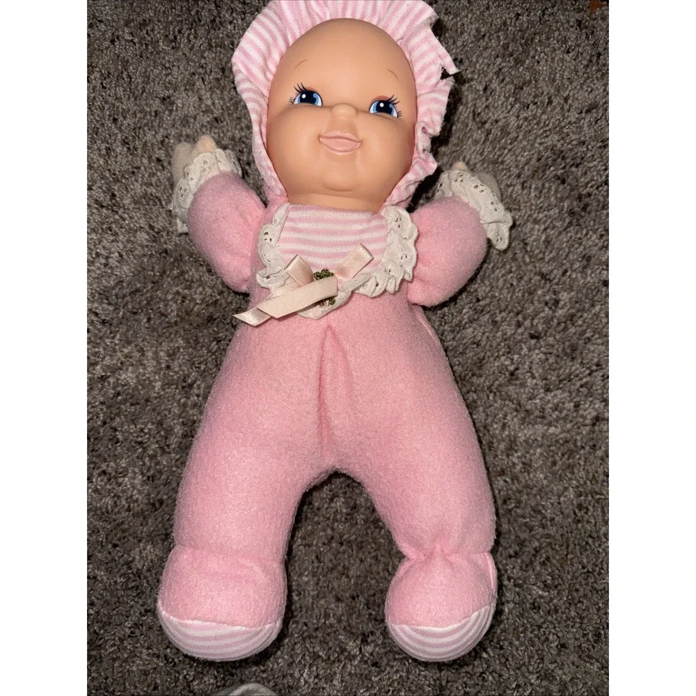Goldberger Fuzzy Fleece Baby Plush Doll Pink Stripes Pj's Vinyl 11